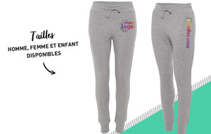 Pantalon molletonné gris chiné impression multicolore